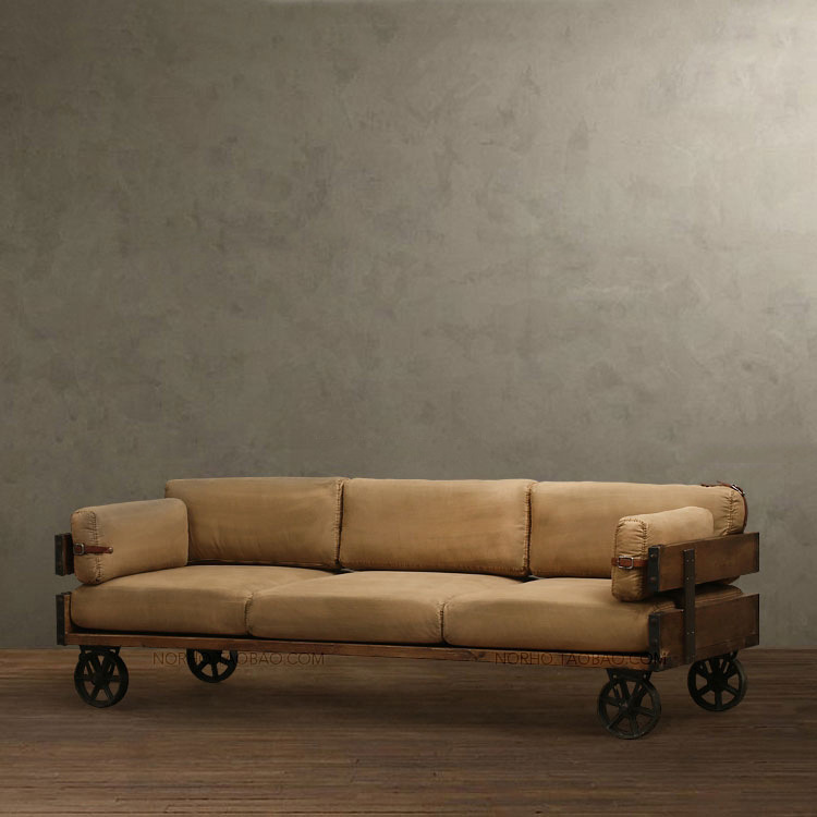 巧奪 美式LOFT復古鐵藝實木沙發椅 工業風格創意客廳實木沙發批發・進口・工廠・代買・代購