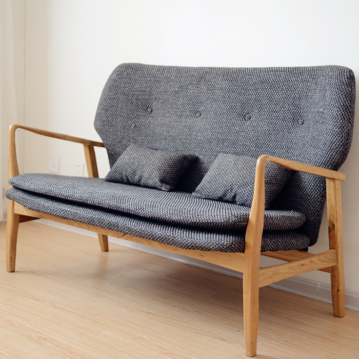 日式北歐小戶型客廳沙發椅組合單雙人實木橡木咖啡廳佈藝沙發批發・進口・工廠・代買・代購