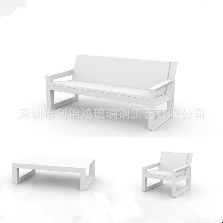 玻璃鋼軟包辦公沙發茶幾組合  灰色現代仿木辦公傢具 玻璃鋼傢具批發・進口・工廠・代買・代購