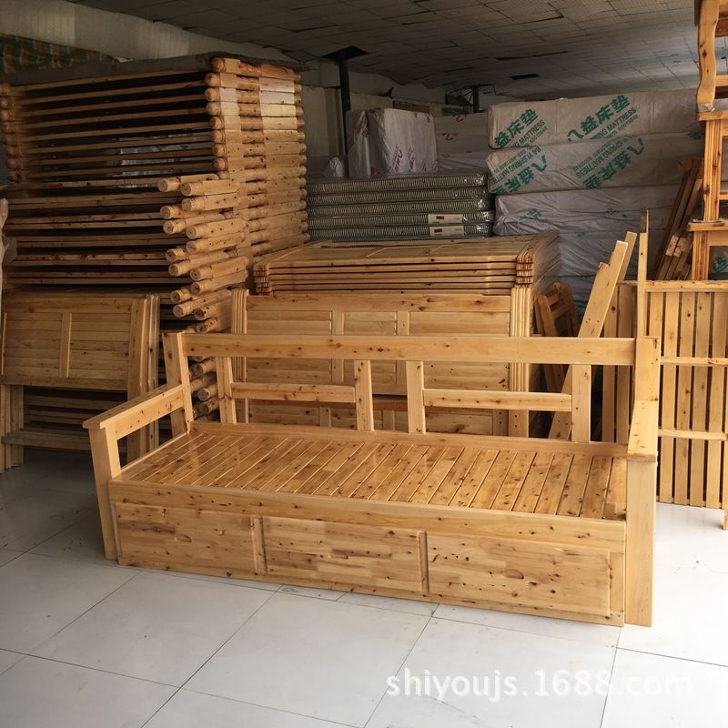 廠傢直銷 香柏木沙發床 實木推拉帶抽沙發床 簡易沙發可當床批發・進口・工廠・代買・代購