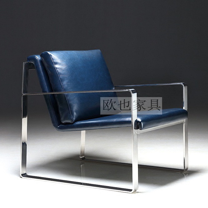 簡約現代客廳不銹鋼皮椅休閒單椅 設計師會所單人沙發椅子 老虎椅批發・進口・工廠・代買・代購
