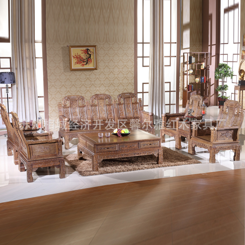 福祿壽魚頭沙發八件套 實木仿古復古客廳沙發組合傢具供應批發工廠,批發,進口,代購
