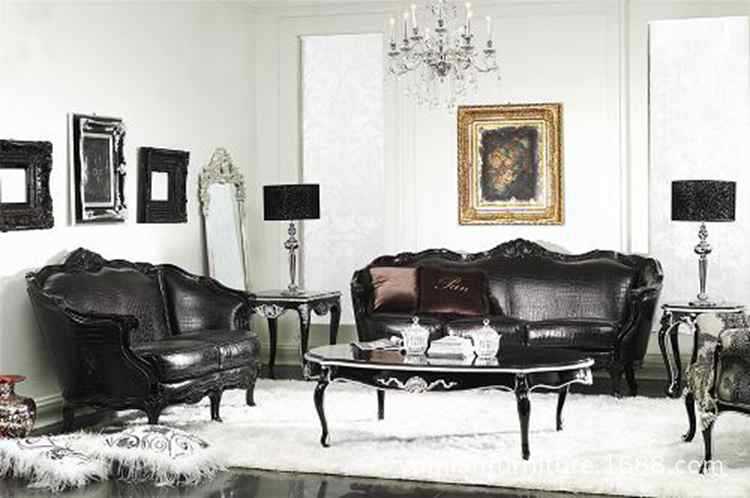 進口皮層客廳沙發，會所別墅客廳實木傢具組合，歐式古典皮製沙發批發・進口・工廠・代買・代購