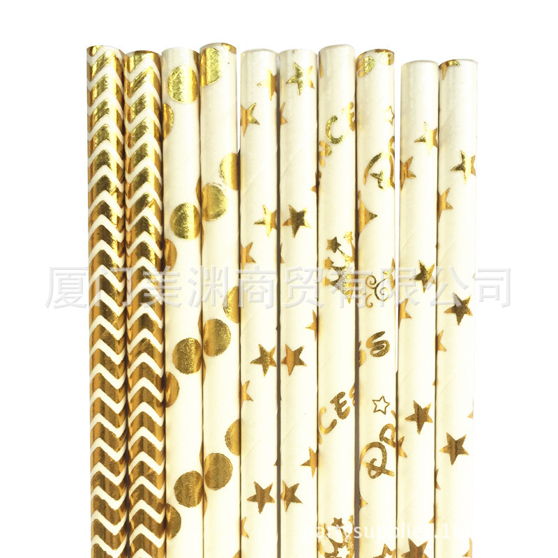 外貿燙金紙吸管 Foil Metallic Gold paper straws 金色紙吸管工廠,批發,進口,代購