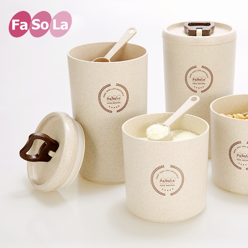 FaSoLa麥纖維健康保鮮奶粉密封罐 環保奶粉桶便攜防潮雜糧食品罐工廠,批發,進口,代購