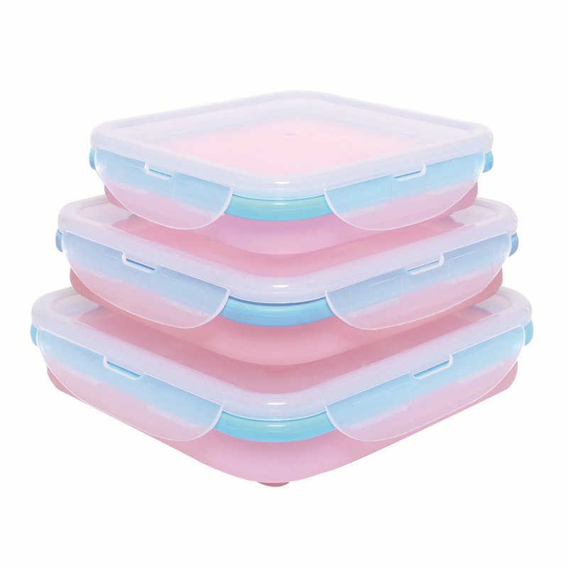 矽膠午餐盒便當盒飯盒可折疊矽膠密封正方形保鮮盒批發・進口・工廠・代買・代購