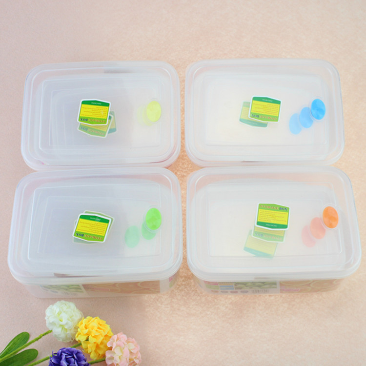 長方形塑料保鮮盒三件套 透明便當儲藏盒 冰箱食物收納盒子套裝批發・進口・工廠・代買・代購