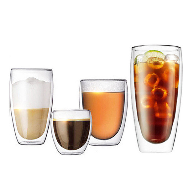 波頓正品雙層透明玻璃杯子創意咖啡果汁情侶冷飲杯耐熱隔熱帶蓋批發・進口・工廠・代買・代購
