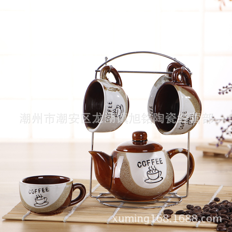 中溫茶具4杯壺 天平架 新品創意陶瓷杯具 咖啡杯茶具 廠傢直銷批發・進口・工廠・代買・代購