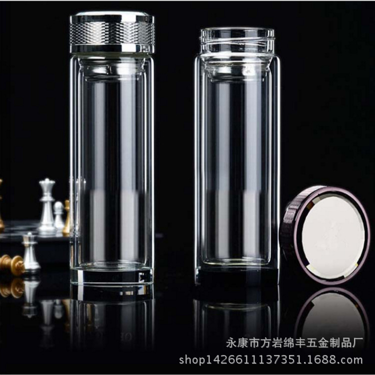 高檔雙層水晶底透明玻璃杯 夏季促銷禮品保溫杯子定製隔熱茶具批發・進口・工廠・代買・代購