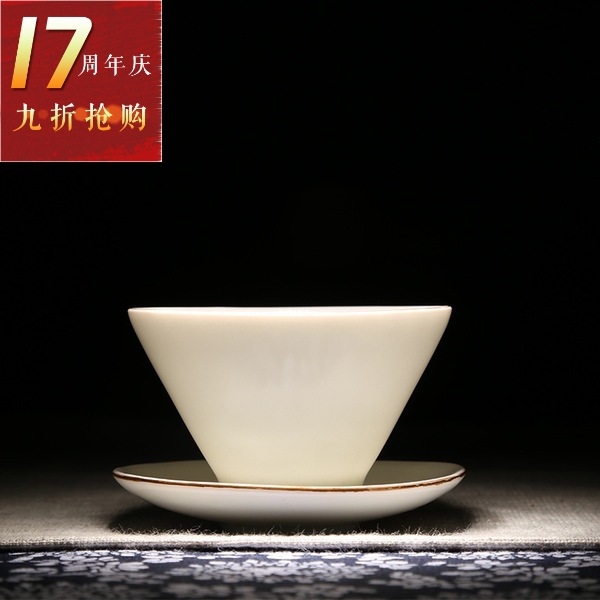 【景德鎮純手工杯】無光脂白功夫茶具 高品質描金和合白瓷單杯工廠,批發,進口,代購