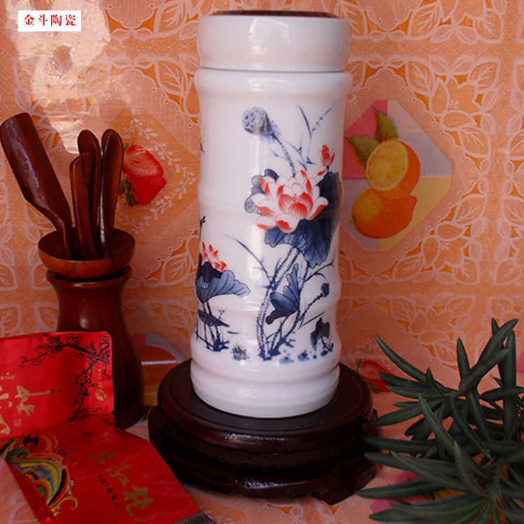 景德鎮陶瓷，名傢名作青花山水粉彩新彩，雙層陶瓷保溫杯子，正品工廠,批發,進口,代購