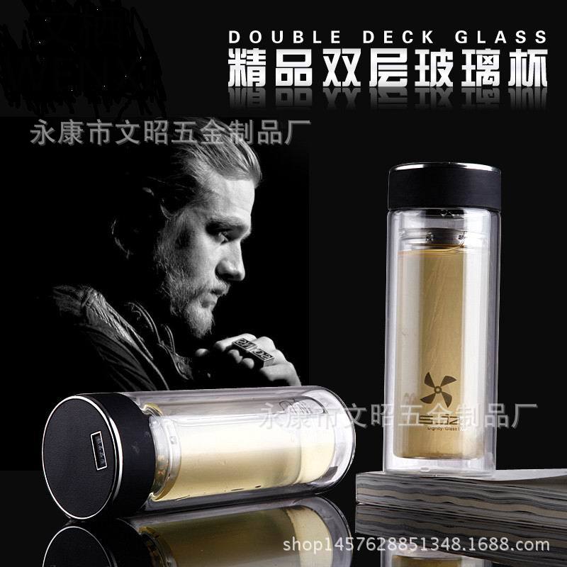 創意雙層玻璃杯透明帶蓋過濾水晶泡茶杯玻璃杯批發代發可印字logo批發・進口・工廠・代買・代購