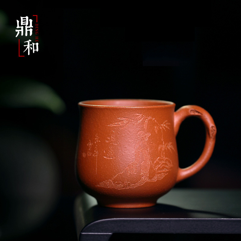 【鼎和】宜興紫砂茶杯品茗杯帶把品茶小杯子朱泥精品 觀遠小杯/隻批發・進口・工廠・代買・代購