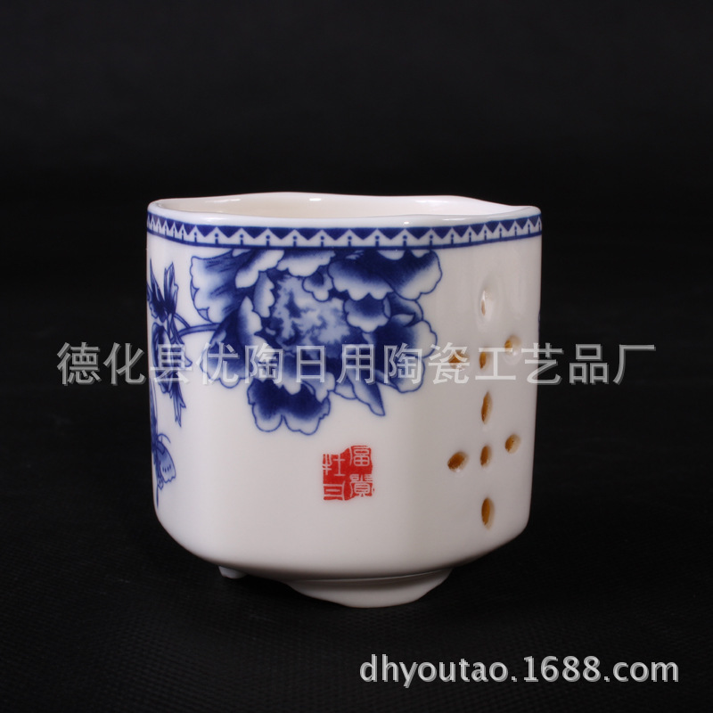 正品水晶玲瓏大壺大杯 高檔青花茶具功夫陶瓷茶壺茶杯品茗杯工廠,批發,進口,代購