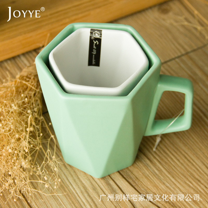 Joyye 棱角浮生新款純色棱形水杯 馬克杯情侶對杯 歐式風格工廠,批發,進口,代購