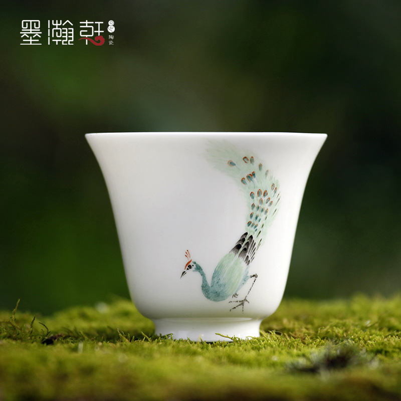 直銷 功夫茶杯 景德鎮陶瓷品茗杯 手繪粉彩定窯白青瓷茶具小茶杯工廠,批發,進口,代購