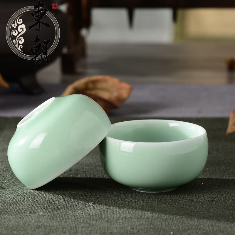 廠傢直銷東朝陶瓷茶具品茗 梅子青鼓型茶杯 多色可選支持定製LOGO批發・進口・工廠・代買・代購