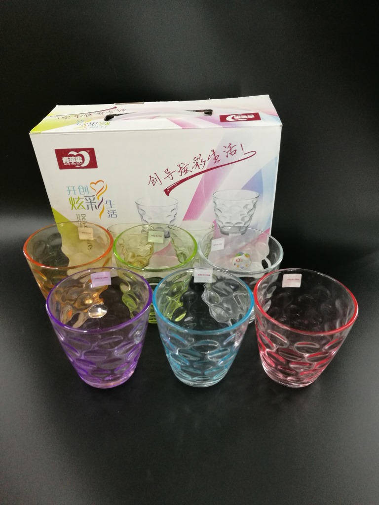 青蘋果珠點彩色玻璃杯炫彩果汁雨點茶杯300ml禮品水杯套裝 批發工廠,批發,進口,代購