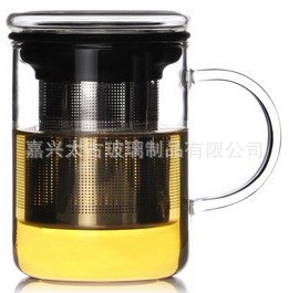 400ML耐熱玻璃杯 不銹鋼過濾茶杯 禮品杯工廠,批發,進口,代購