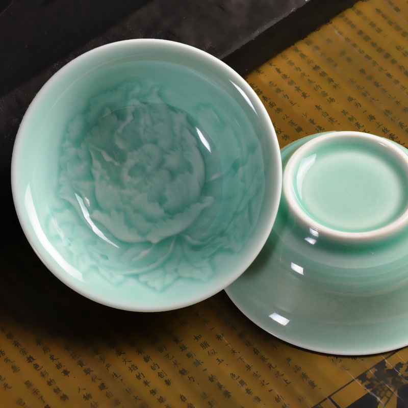 廠傢直銷 陶瓷茶具青瓷茶具牡丹杯 CJ 012批發・進口・工廠・代買・代購