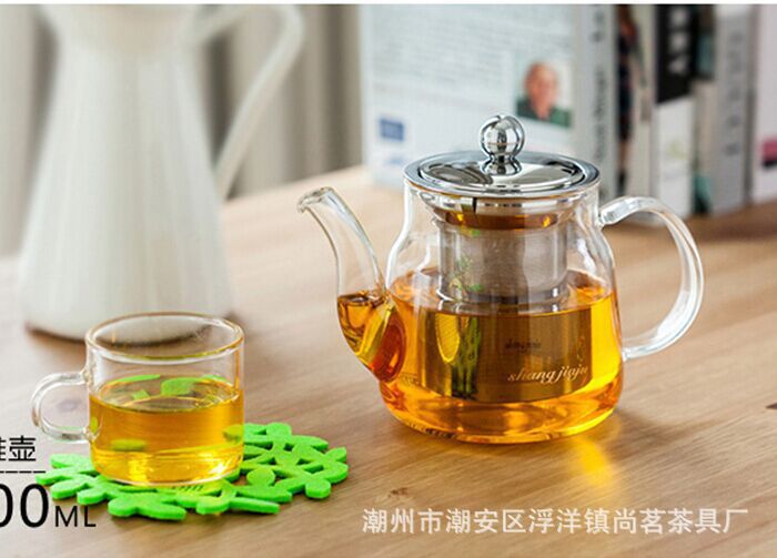 尚茗透明玻璃茶具玻璃茶壺耐高溫加熱不銹鋼過濾玻璃泡花茶壺特價批發・進口・工廠・代買・代購