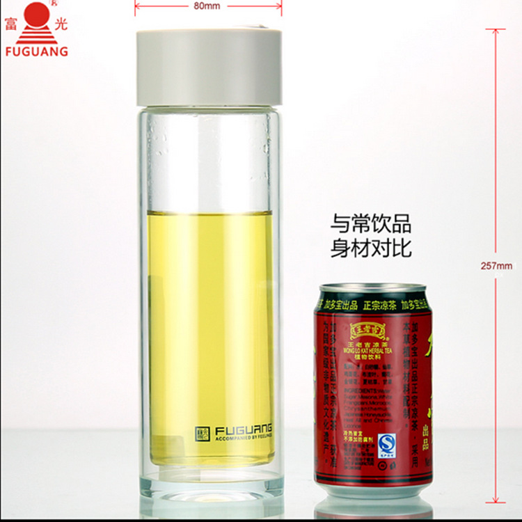 富光玻璃水晶杯大容量雙層玻璃杯 大號創意防漏泡茶杯子G008-680S工廠,批發,進口,代購