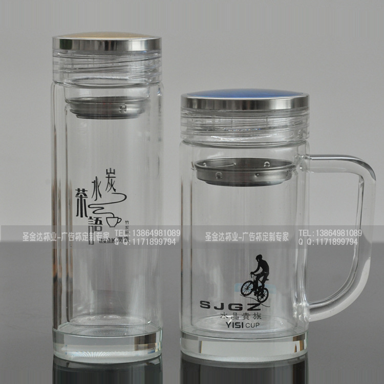 雙層玻璃杯 防滑底水晶杯 定製廣告杯 耐高溫透明 禮品杯印字直銷批發・進口・工廠・代買・代購