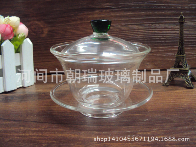 加工定製玻璃三件式茶杯 耐熱茶碗  耐熱玻璃三才蓋碗批發・進口・工廠・代買・代購