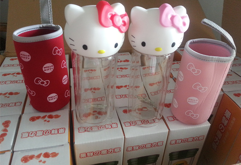 廠傢直銷 新品可愛卡通hello kitty貓頭雙層玻璃水杯禮品杯批發・進口・工廠・代買・代購