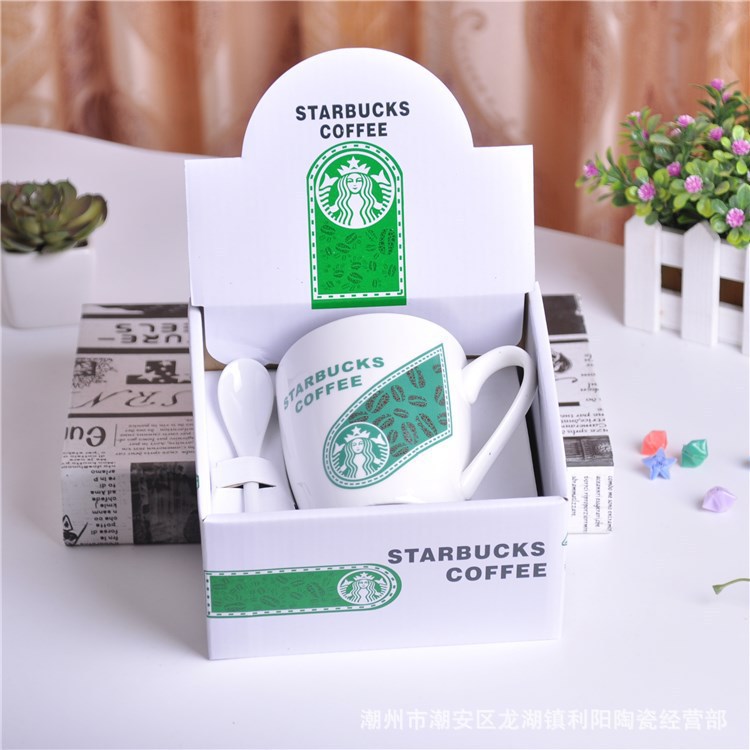 促銷禮品 星巴克陶瓷杯 創意杯子 廣告杯定製LOGO 咖啡杯 批發工廠,批發,進口,代購