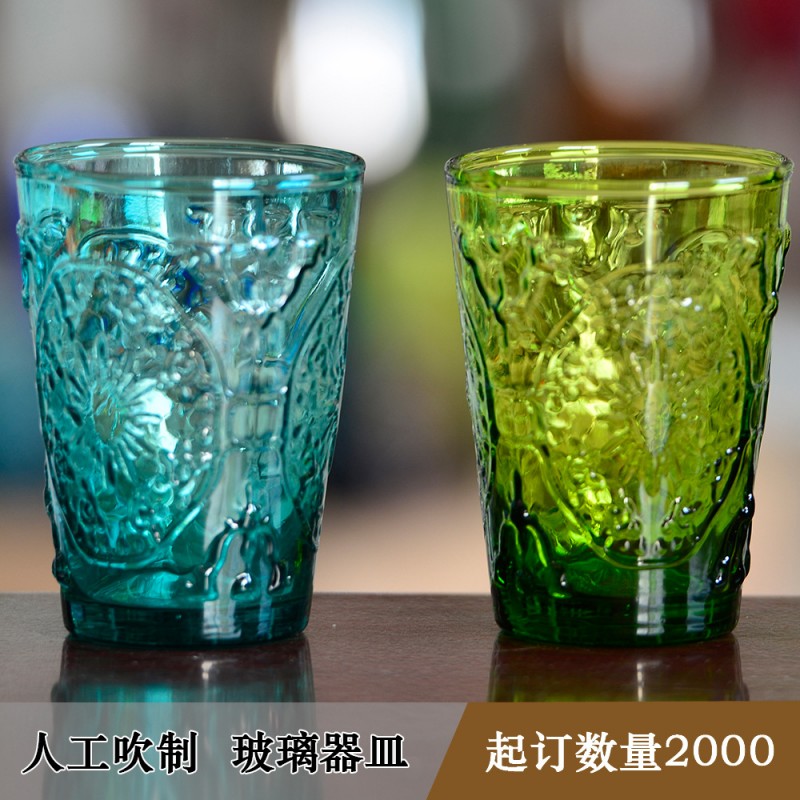 專業玻璃杯生產工廠定製外貿禮品磨具浮雕玻璃杯彩色本色玻璃水杯批發・進口・工廠・代買・代購