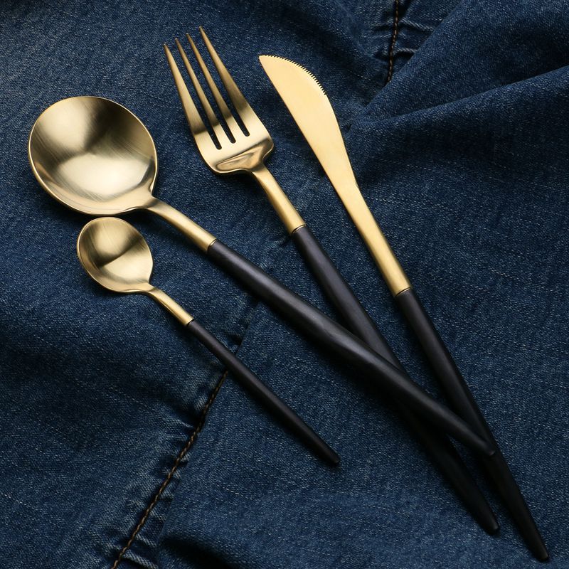 西餐刀叉勺 葡萄牙Cutipol GOA同款刀叉 不銹鋼黑金西餐餐具套裝工廠,批發,進口,代購