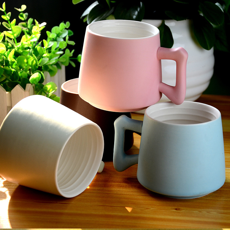 新款創意咖啡杯 陶瓷馬克杯子 亞光水杯帶蓋勺廠傢直銷可定製logo工廠,批發,進口,代購