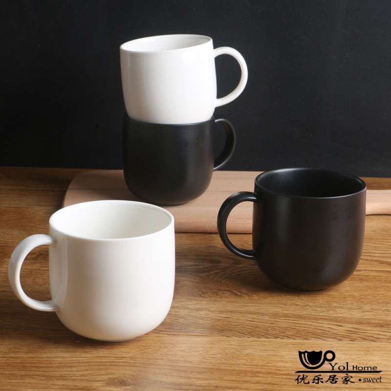 mode系列 歐式陶瓷杯子創意馬克杯水杯咖啡杯早餐牛奶杯黑色亞光工廠,批發,進口,代購