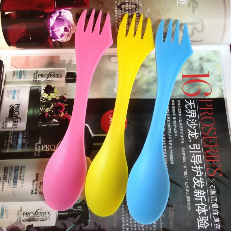 韓國創意 刀叉勺 三合一 多功能創意餐具 戶外便攜勺子 可印logo工廠,批發,進口,代購