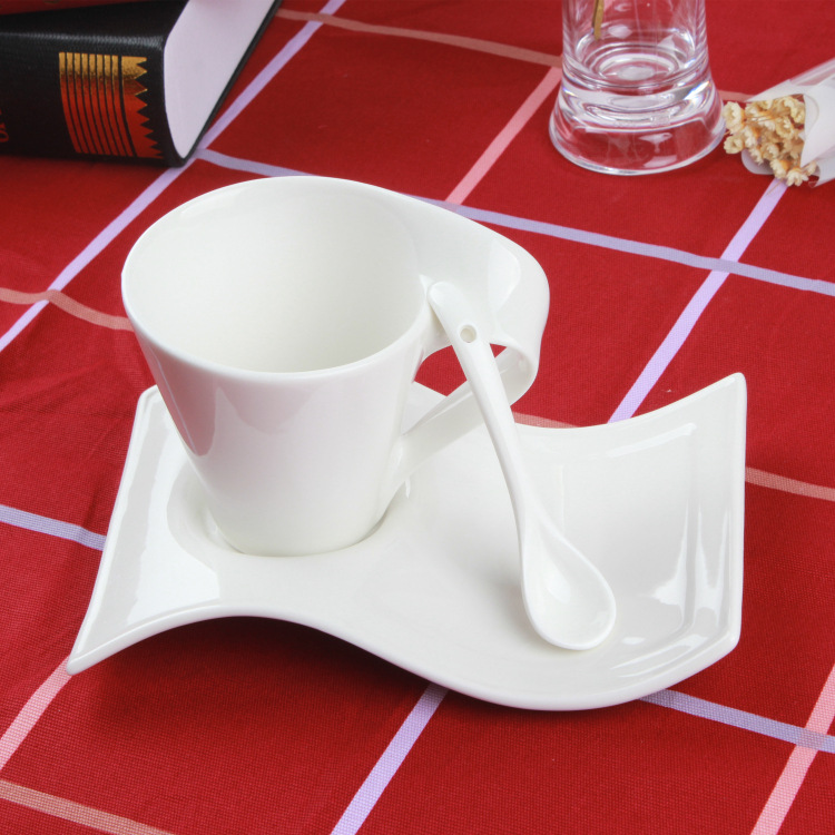 廠傢直銷 陶瓷創意咖啡杯波浪咖啡杯歐式咖啡杯碟杯子陶瓷咖啡杯工廠,批發,進口,代購