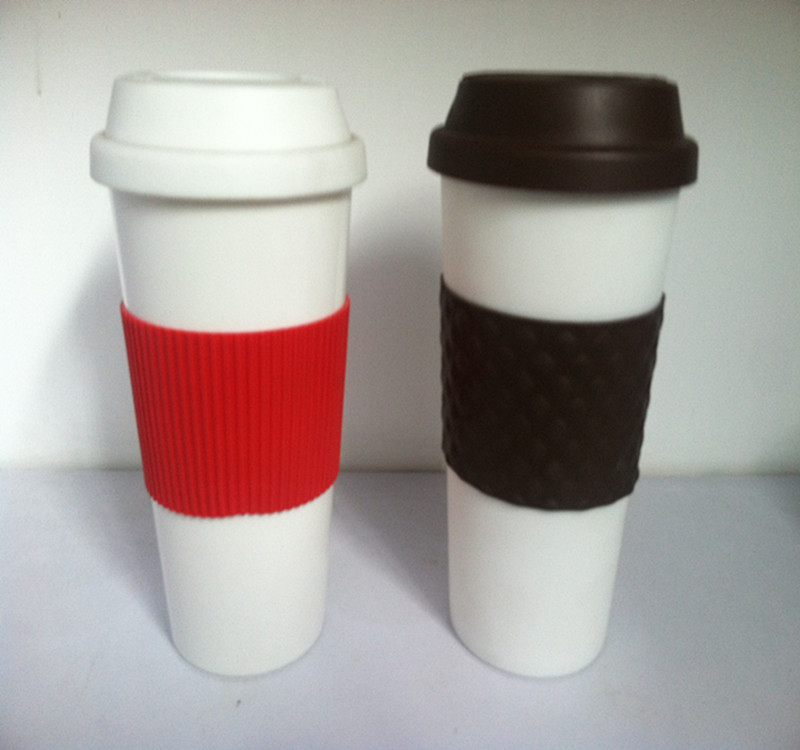 經典款雙層塑料咖啡杯 新款星巴克PP塑料杯 帶防滑套廣告杯 口杯工廠,批發,進口,代購