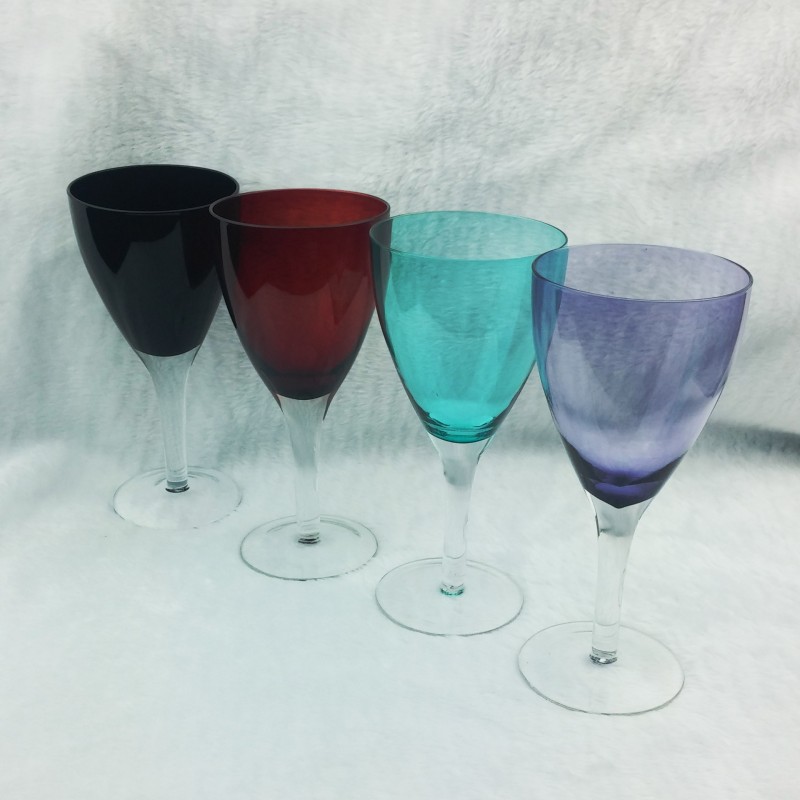 現代紅酒杯 玻璃高腳杯 彩色玻璃杯子6隻裝 葡萄酒杯09094工廠,批發,進口,代購