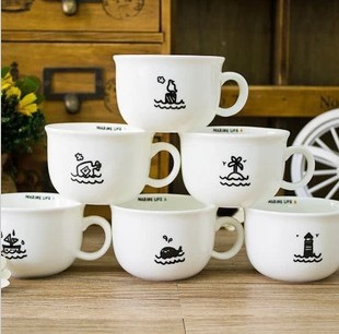 廠傢批發 zakka杯子海洋郵寄杯陶瓷馬克杯迷你咖啡杯牛奶杯小號工廠,批發,進口,代購