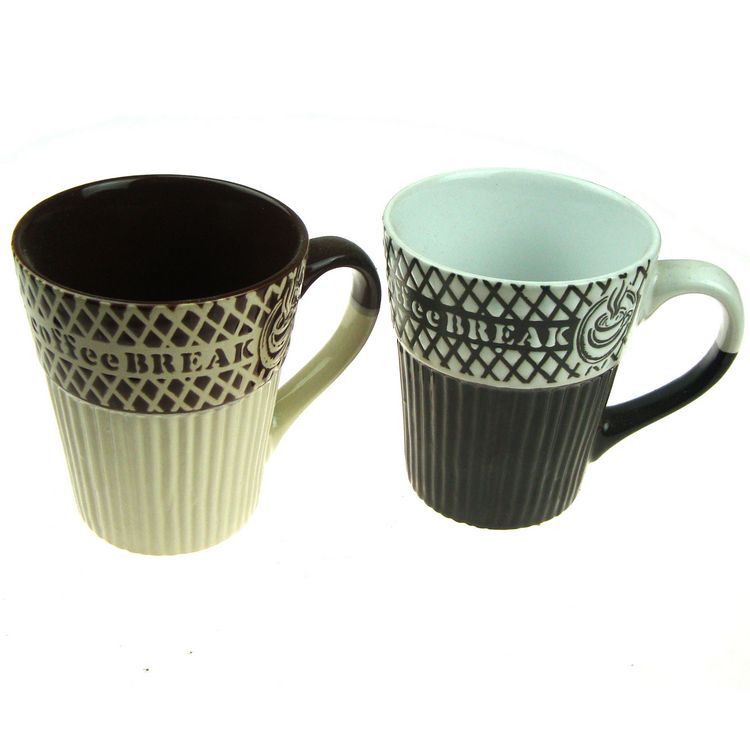 創意浮雕棱角陶瓷馬克杯 大口徑大容量咖啡杯 餐廳用品 批發工廠,批發,進口,代購