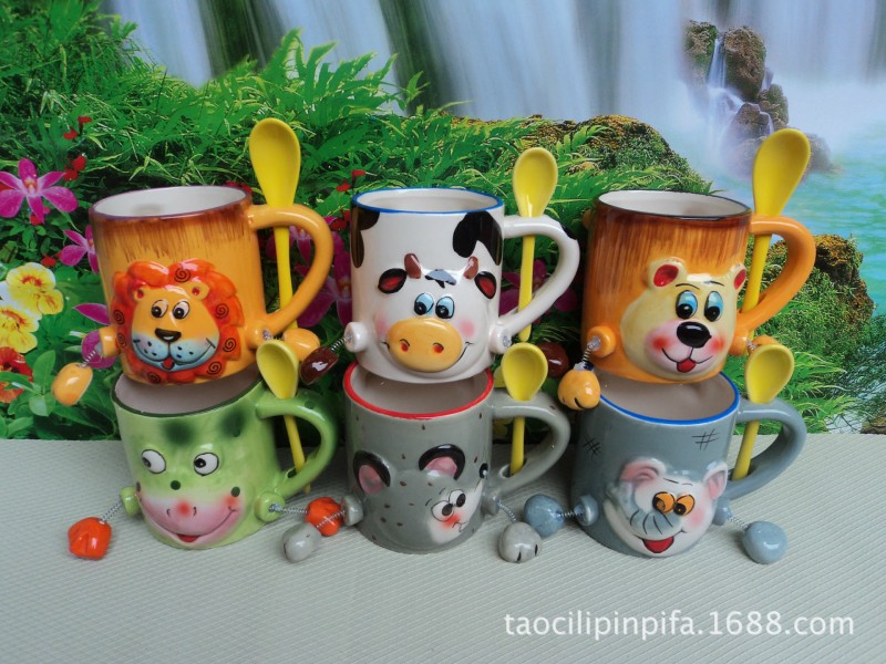 創意陶瓷動物杯子 商場廣告促銷杯贈品杯禮品杯工廠,批發,進口,代購