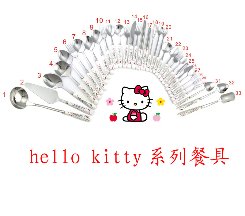 創意hello kitty不銹鋼餐具 勺子筷子 地攤熱賣kt全套 揭陽餐具工廠,批發,進口,代購