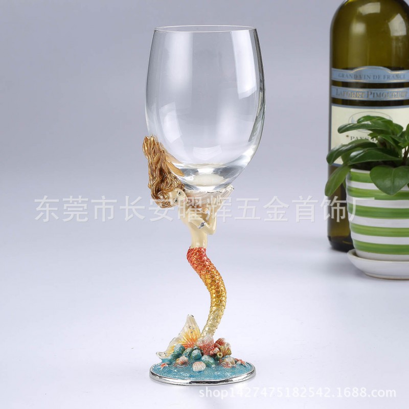 安朵拉 廠傢直銷美人魚酒杯 香檳杯 鑲鉆對杯套具 高檔禮品JC0557工廠,批發,進口,代購