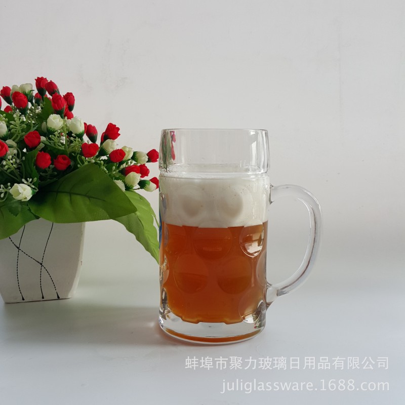 廠傢供應 1000ml 紮啤杯  圓點啤酒杯  啤酒把手杯 特大號玻璃杯工廠,批發,進口,代購