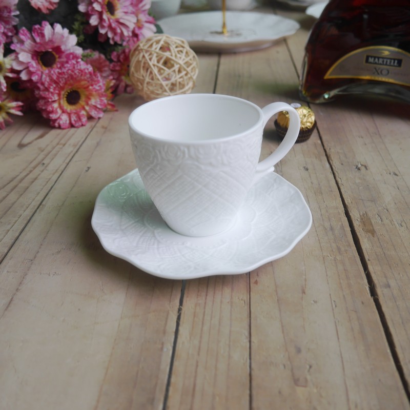 新品 歐式立體玫瑰浮雕陶瓷咖啡杯碟 套杯 下午茶杯子牛奶杯碟工廠,批發,進口,代購