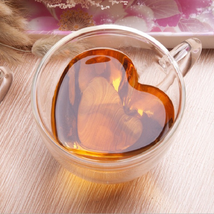 有愛雙層玻璃心形把杯情侶杯咖啡杯奶茶杯工廠,批發,進口,代購