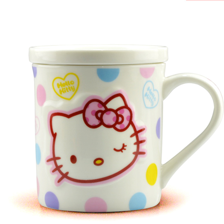 HELLO KITTY 帶蓋陶瓷杯/創意咖啡杯/辦公杯/1797工廠,批發,進口,代購