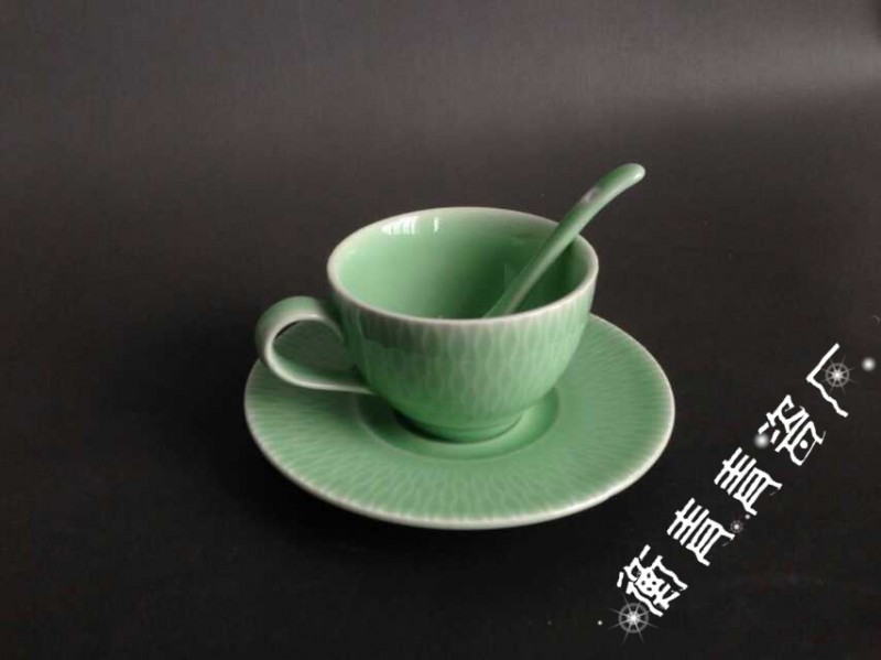 供應 衡青青瓷 龍泉青瓷咖啡杯三件套 下午茶伴侶 可加LOGO定製批發・進口・工廠・代買・代購