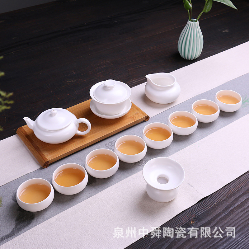 德化唐月窯啞光茶具套裝 高檔純白定窯功夫茶具禮品廠傢訂製LOGO批發・進口・工廠・代買・代購